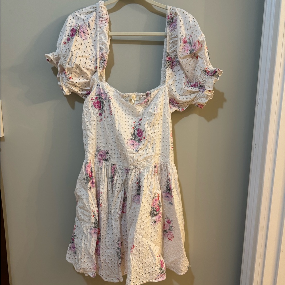 LoveShackFancy White and Pink Floral Dress